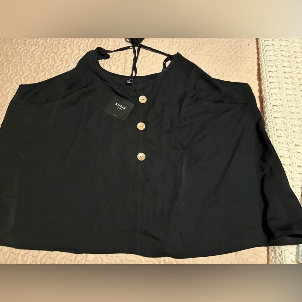 SHEIN Black Raccolta Carta Halter Fit Top Spaghetti Straps Size 24/26